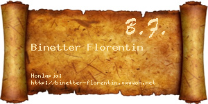 Binetter Florentin névjegykártya